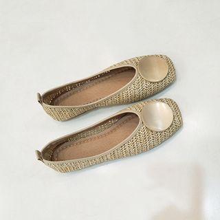 Disc Square-toe Woven Flats