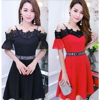 Cutout Lace Panel Jumper Dress
