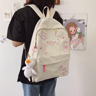 Set: Embroidered Backpack + Duck Bag Charm