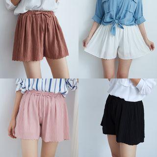 Drawstring Shirred Chiffon Shorts