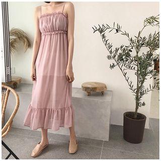 Spaghetti Strap Midi Chiffon Dress Mauve Pink - One Size