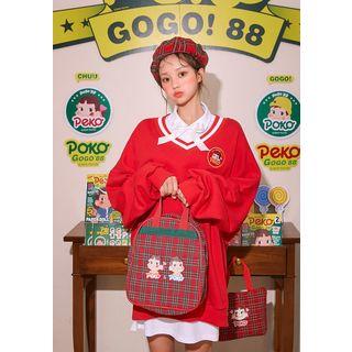 Peko Gogo88 Peko & Poko Tartan Plaid Tote Red - One Size