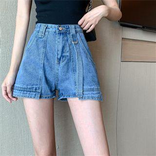 High Waist Cargo Denim Shorts