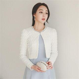 Hook And Eye Textured Cropped Jacket