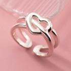 Heart Sterling Silver Layered Open Ring 1 Pc - S925 Silver - Silver - One Size