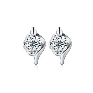 925 Sterling Silver Simple Elegant Exquisite Earrings And Ear Studs With Cubic Zircon Silver - One Size