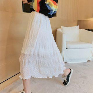 Midi Dotted Shirred Chiffon Skirt