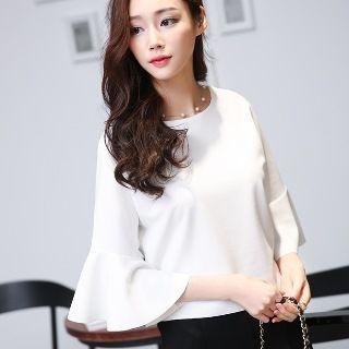 Ruffle-sleeve Pullover