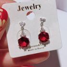 Rhinestone Dangle Earring Type B - 1 Pair - S925 Silver Stud - Silver - One Size