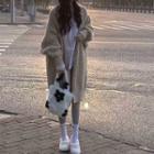 Puff-sleeve Cable Knit Long Cardigan