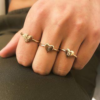 Set: Alloy Alphabet Heart Ring