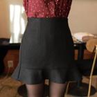 Ruffle-hem Knit Miniskirt