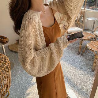 Plain Cardigan / Strappy Midi A-line Dress / Set