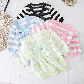 Striped Color Block Short-sleeve Knit Top