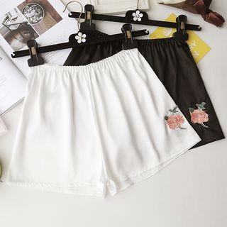 Floral-embroidered Shorts