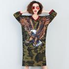 Long-sleeve Applique Camouflage Dress