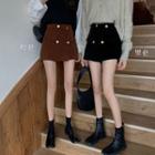 Corduroy Double-breasted Mini A-line Skirt