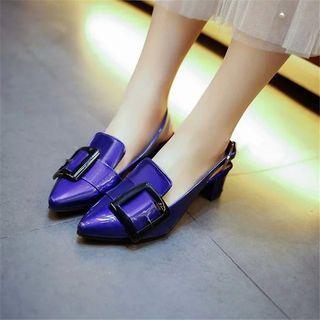 Chunky Heel Pointed Slingback Sandals