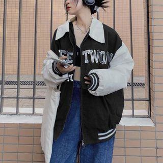 Collared Two-tone Zip-up Jacket