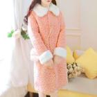 Long-sleeve Color Block Faux Furry Long Coat