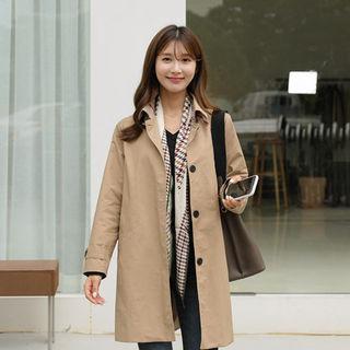 Belted Contrast-trim Mac Coat