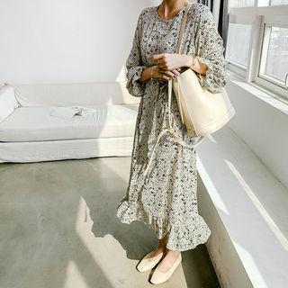 Frilled Floral Long Dress