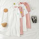 Flower Accent Short-sleeve Polo Shirtdress