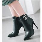 Rhinestone Accent Tin Heel Short Boots
