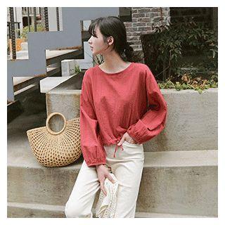 Drawstring-hem Top