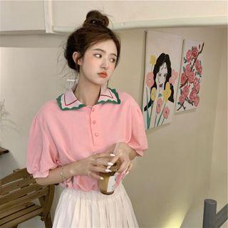 Short-sleeve Polo Shirt Pink - One Size