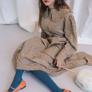 Floral Long-sleeve Maxi Dress As Shown In Figure - One Size