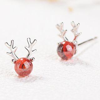 Deer Stud Earring Stud Earring - 1 Pair - Red - One Size