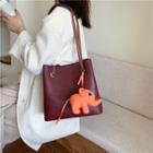 Elephant-accent Faux Leather Tote Bag