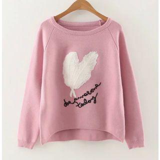 Feather Embroidered Sweater