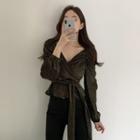 Corduroy Sashed Blouse
