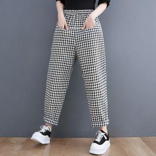 Gingham High Waist Loose Fit Pants