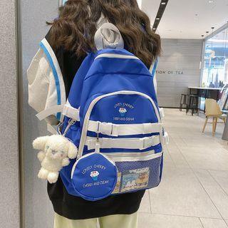 Set: Mesh Panel Nylon Backpack + Pouch