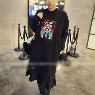 Embroidered Chiffon Hem Pullover Dress