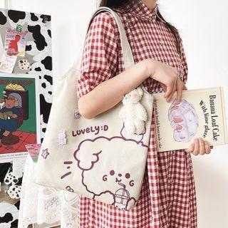 Canvas Sheep Print Shopper Bag
