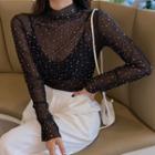 Sheer Lace Mesh Top Black - One Size