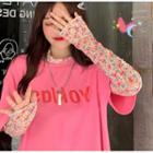 Short-sleeve Letter Printed T-shirt / Long-sleeve Floral T-shirt