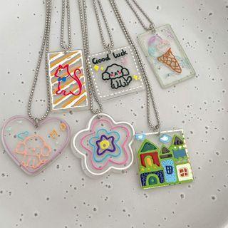 Cartoon Acrylic Pendant Necklace (various Designs)