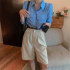 Plain Long-sleeve Shirt / Dress Shorts