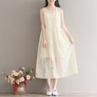 Set: Lace Sleeveless Midi A-line Dress + Slipdress