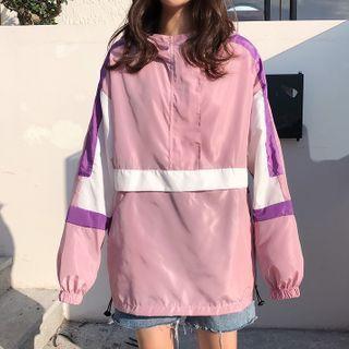 Contrast Trim Half-zip Windbreaker