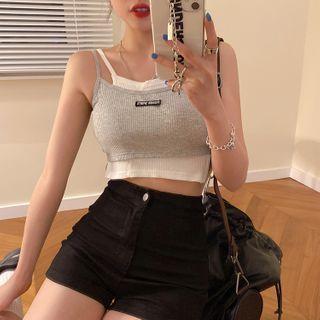 Mock Two-piece Logo Cropped Camisole Top