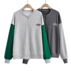Long Sleeve Color-block Lettering Baseball Jacket