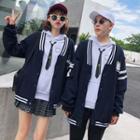 Couple Matching Buttoned Baseball Jacket/ Hoodie/ Mini Skirt/ Sweatpants