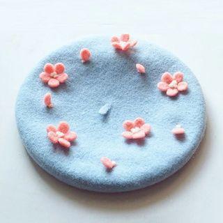 Felt Cherry Blossoms Beret