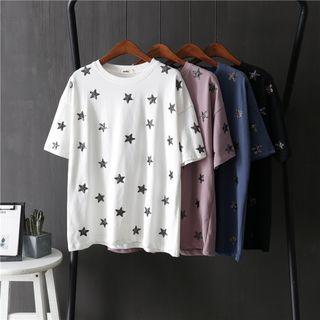 Short-sleeve Star Sequined T-shirt